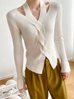 COMMENSE Criss Cross Halter Sweater* Sweater Tops|Sweaters & Cardigans
