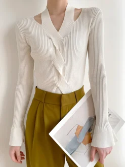 COMMENSE Criss Cross Halter Sweater* Sweater Tops|Sweaters & Cardigans