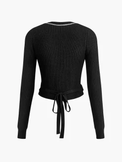 COMMENSE Criss Cross Lace Up Sweater* Sweater Tops|Sweaters & Cardigans