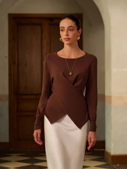 COMMENSE Criss Cross Split Knit Top* Knitwear|Tops