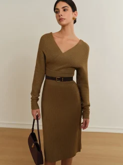 COMMENSE Criss Cross Sweater Dress Without Belt* Sweater Dresses|Vacation Dresses