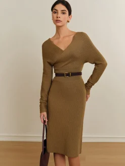 COMMENSE Criss Cross Sweater Dress Without Belt* Sweater Dresses|Vacation Dresses