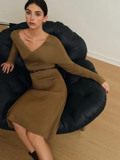 COMMENSE Criss Cross Sweater Dress Without Belt* Sweater Dresses|Vacation Dresses