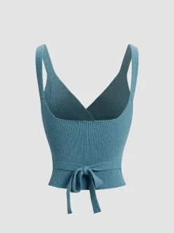 COMMENSE Criss Cross Tie Back Crop Sweater Vest* Sweater Vests|Sweaters & Cardigans