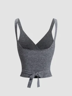 COMMENSE Criss Cross Tie Back Crop Sweater Vest* Sweater Vests|Sweaters & Cardigans