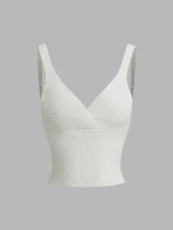 COMMENSE Criss Cross Tie Back Crop Sweater Vest* Sweater Vests|Sweaters & Cardigans