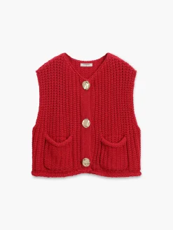 COMMENSE Crochet Button-Front Sweater Vest* Sweater Vests|Sweaters & Cardigans