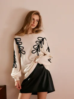 COMMENSE Crochet Floral Pullover Sweater* Sweater Tops|Sweaters & Cardigans