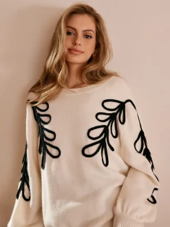 COMMENSE Crochet Floral Pullover Sweater* Sweater Tops|Sweaters & Cardigans