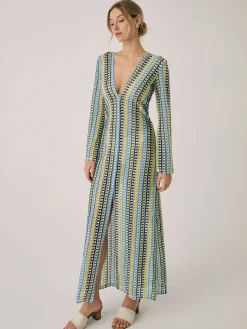 COMMENSE Crochet Vacation Split Long Dress* Vacation Dresses|Summer Dresses
