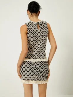 COMMENSE Crochet Wave Pattern Tassel Decor Tank Top* Tank Tops & Camis|Matching Sets