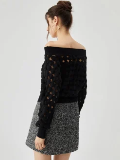 COMMENSE Crocheted Circle Hollow Off Shoulder Blouse* Blouses & Shirts|Tops