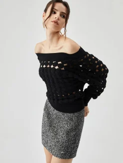 COMMENSE Crocheted Circle Hollow Off Shoulder Blouse* Blouses & Shirts|Tops