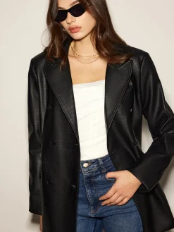 COMMENSE Crocodile PU Leather Button Blazer* Outerwear|Blazers