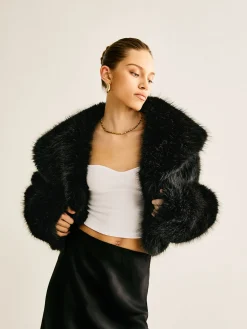 COMMENSE Crop Faux Fur Warm Coat* Outerwear|Crop Tops