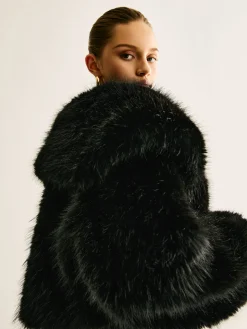 COMMENSE Crop Faux Fur Warm Coat* Outerwear|Crop Tops