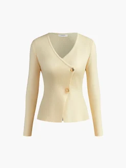 COMMENSE Cross Design Button Jersey Cardigan* Cardigans|Sweaters & Cardigans
