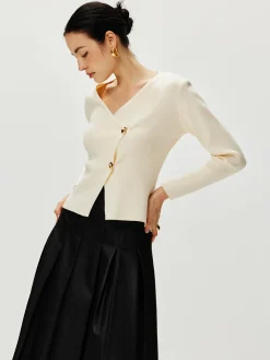 COMMENSE Cross Design Button Jersey Cardigan* Cardigans|Sweaters & Cardigans