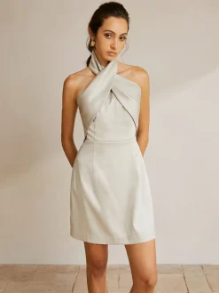 COMMENSE Cross Halter Backless Short Dress* Casual Dresses|Cocktail & Party Dresses