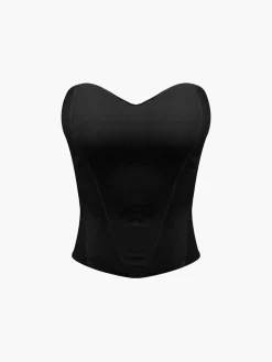 COMMENSE Cup Detail Zippered Tube Corset Top* Corset Tops|Tank Tops & Camis
