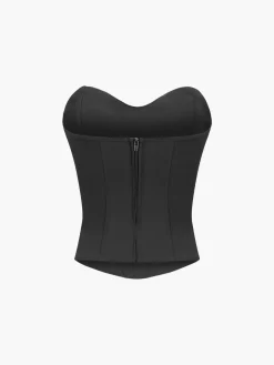 COMMENSE Cup Detail Zippered Tube Corset Top* Corset Tops|Tank Tops & Camis