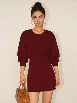 COMMENSE Cutout Backless Long Sleeve Dress* White Dresses|Casual Dresses
