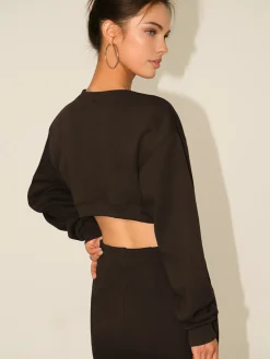 COMMENSE Cutout Backless Long Sleeve Dress* White Dresses|Casual Dresses