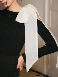 COMMENSE Cutout Bow-Decor Sweater* Sweater Tops|Sweaters & Cardigans