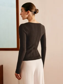 COMMENSE Cutout Metal Button Knit Top* Sweater Tops|Sweaters & Cardigans