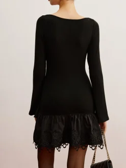 COMMENSE Cutout Panel Jersey Dress* Black Dresses|Casual Dresses