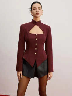 COMMENSE Cutout Slim Blazer With Shoulder Pads* Outerwear|Blazers