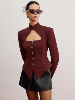 COMMENSE Cutout Slim Blazer With Shoulder Pads* Outerwear|Blazers