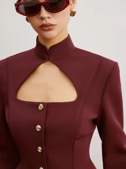 COMMENSE Cutout Slim Blazer With Shoulder Pads* Outerwear|Blazers