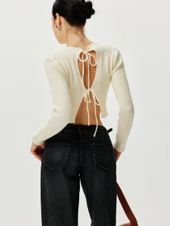 COMMENSE Cutout Tie Back Knit Cardigan* Cardigans|Sweaters & Cardigans
