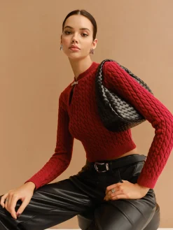 COMMENSE Cutout Twist Crop Sweater* Knitwear|Tops