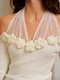 COMMENSE 3D Flower Bow-Decor Sweater Dress* Knitwear|Dresses