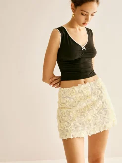 COMMENSE 3D Flower Chiffon Mini Skirt* Skirts|Bottoms