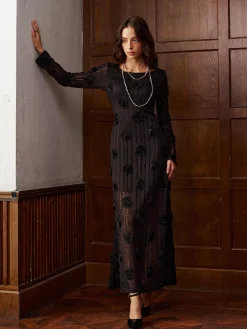 COMMENSE 3D Flower Long Sleeve Dress* Dresses