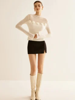 COMMENSE 3D Flower Panel Soft Knit Top* Sweater Tops|Sweaters & Cardigans
