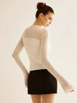 COMMENSE 3D Flower Panel Soft Knit Top* Sweater Tops|Sweaters & Cardigans