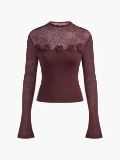 COMMENSE 3D Flower Panel Soft Knit Top* Sweater Tops|Sweaters & Cardigans