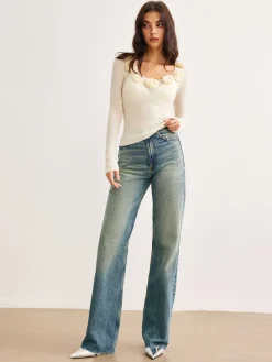 COMMENSE 3D Flower Semi-Sheer Knit Top* Sweater Tops|Sweaters & Cardigans