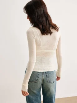 COMMENSE 3D Flower Semi-Sheer Knit Top* Sweater Tops|Sweaters & Cardigans