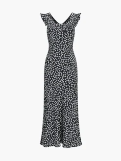COMMENSE Daisy Floral Print Long Dress* Black Dresses|Floral Dresses
