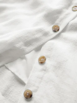 COMMENSE Darling Linen Plain Mini Dress* White Dresses|Black Dresses