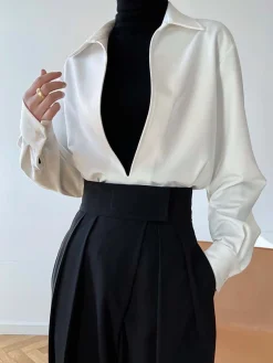 COMMENSE Deep V-Neck Polo Shirt* Blouses & Shirts|Tops