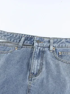 COMMENSE Denim High Waist Cut Out Short Skirt* Skirts|Denim