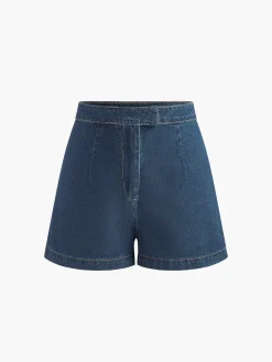 COMMENSE Denim Peplum Vest With Shorts Set* Shorts Sets|Shorts