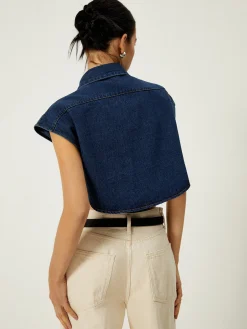 COMMENSE Denim Pockets Turn Down Collar Vest* Outerwear|Vests