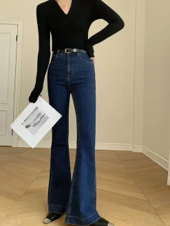 COMMENSE Denim Slim Bootcut Jeans Without Belt* Jeans|Pants